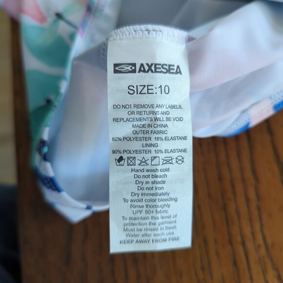 Axesea Women Floral Long Sleeve one piece Surf Swimsuit UPF 50+ Rash Guard Sz 10 - Picture 7 of 12